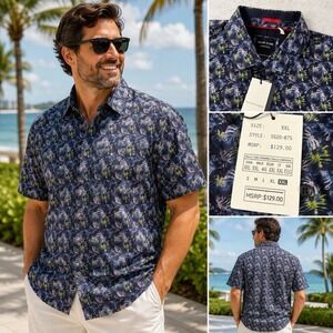 NWT Silver Stone Collection XXL Tropical Floral Button Up Shirt Men's Modern Fit